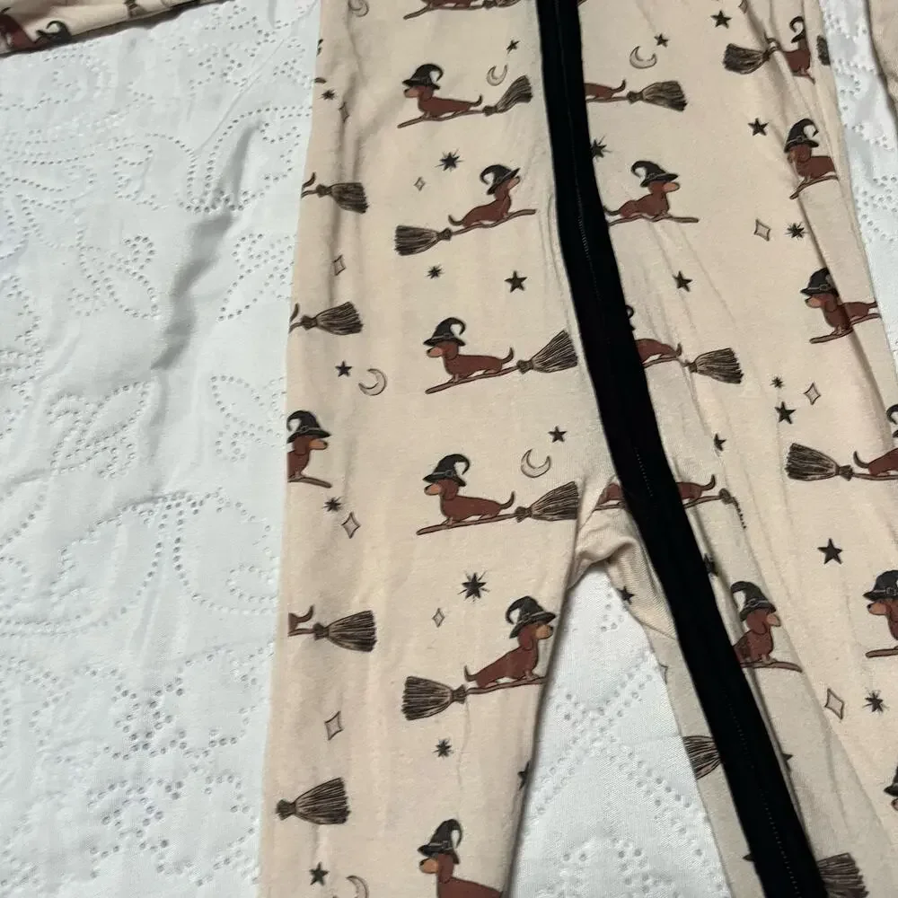 Sunshine Luckies Happy Halloweenie Zippy Bamboo PJs Size 3-6m